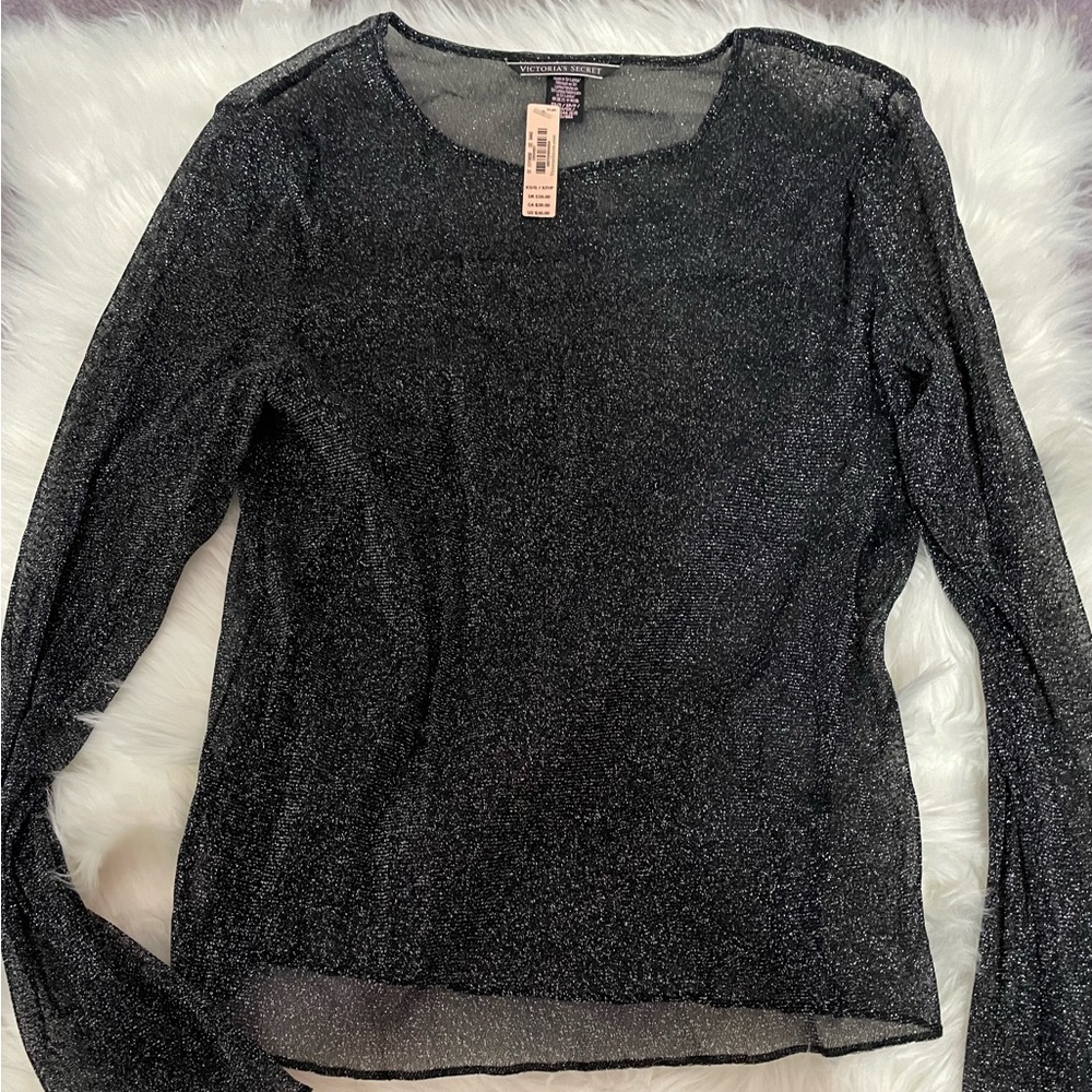 Victoria Secret sparkly see through black shirt